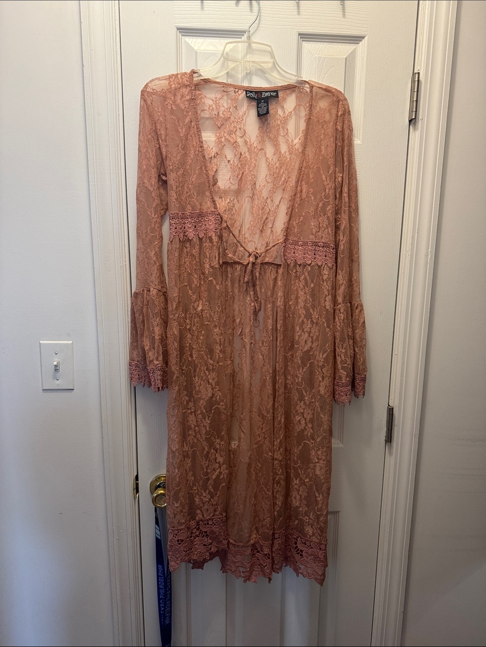 Polly & Esther Dusty Rose Lace Duster